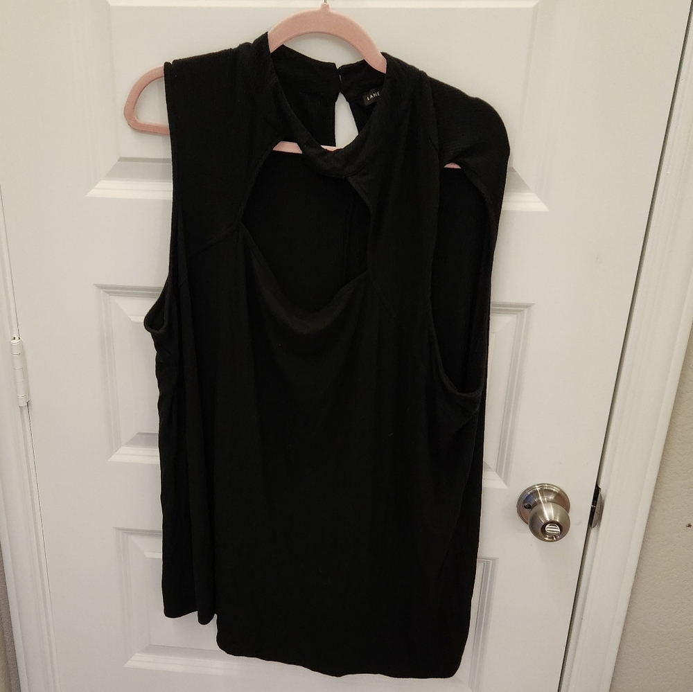Lane Bryant 26/28 Rib Sleeveless Keyhole Blouse